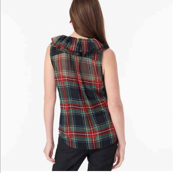 Sleeveless ruffle-collar top, Stewart tartan, NWT - Picture 7 of 7